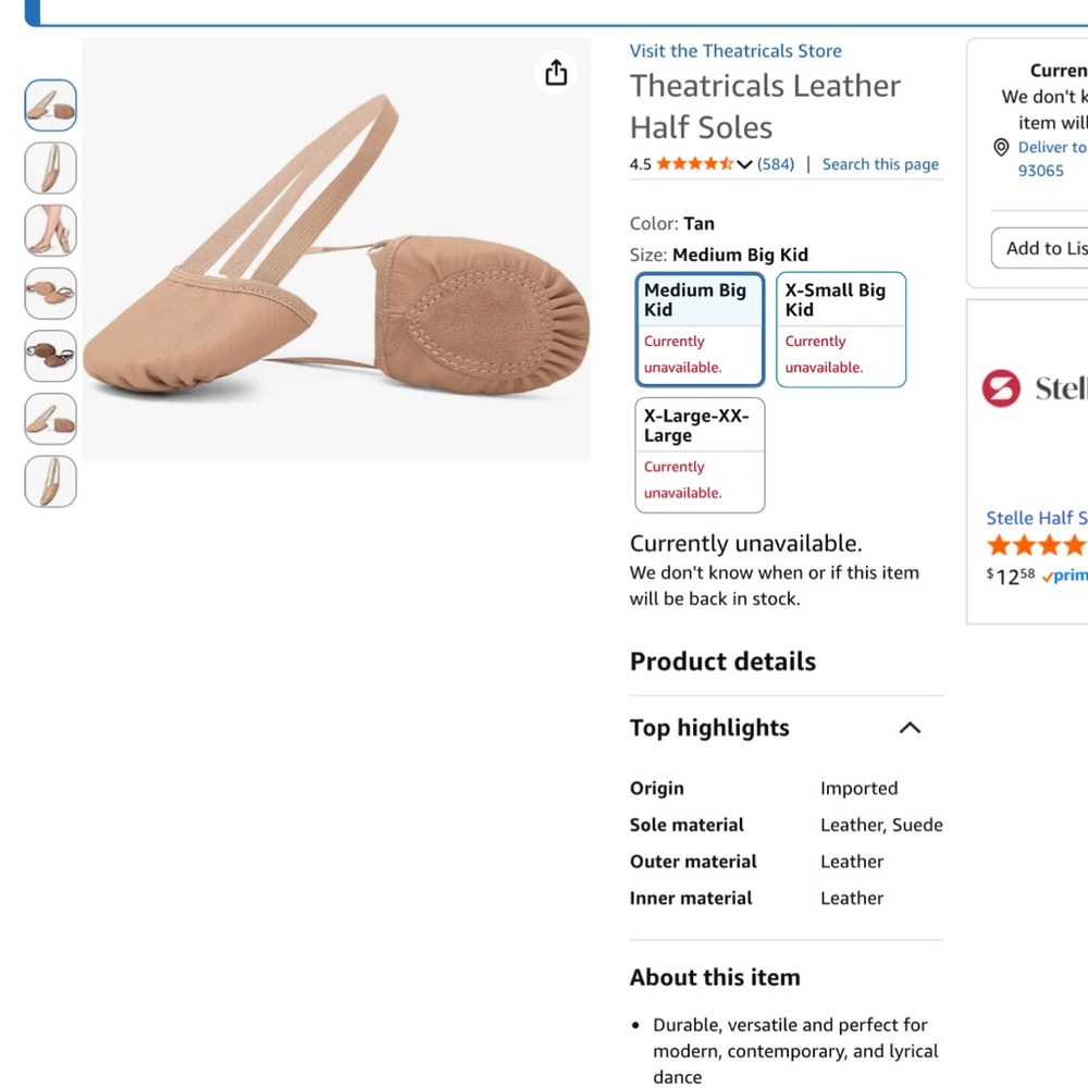 Ballet half soles Slippers with Elastic Cross-Straps - Picture 2 of 9